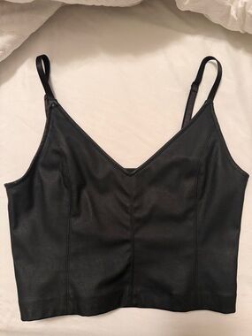 Zara faux leather crop tank.